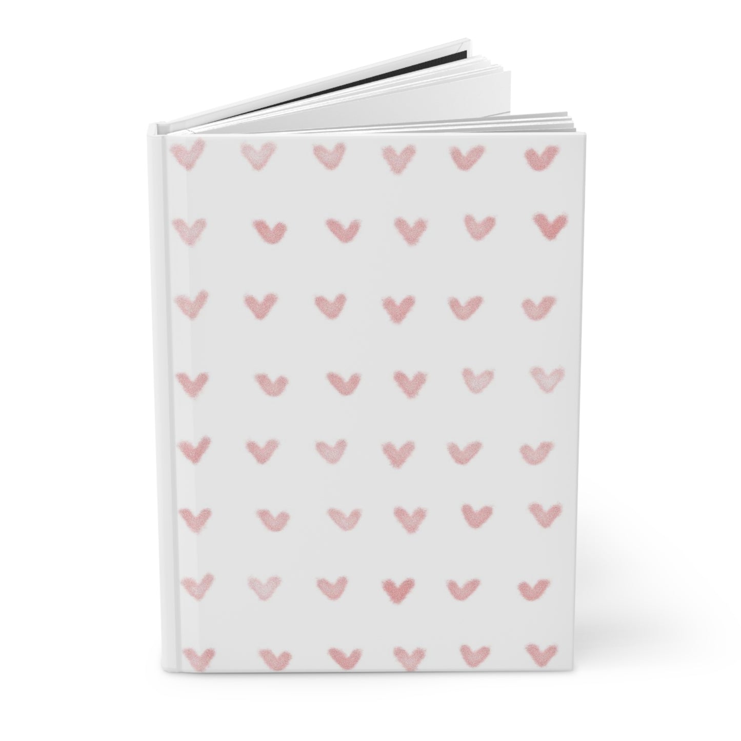 Pink Hearts on White | Hardcover Journal Matte
