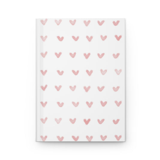 Pink Hearts on White | Hardcover Journal Matte